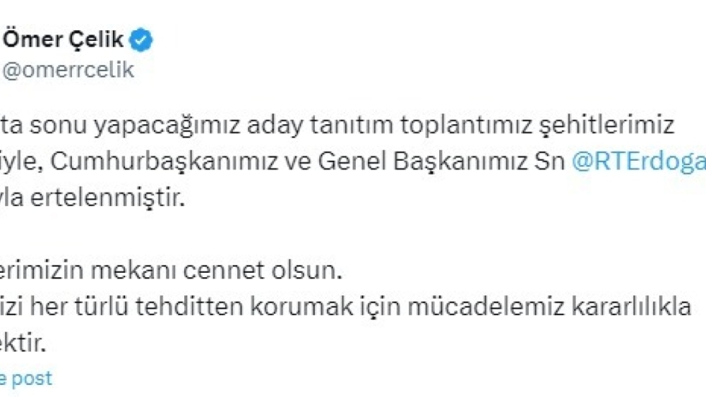 AK Parti’nin aday tanıtım toplantısı ertelendi